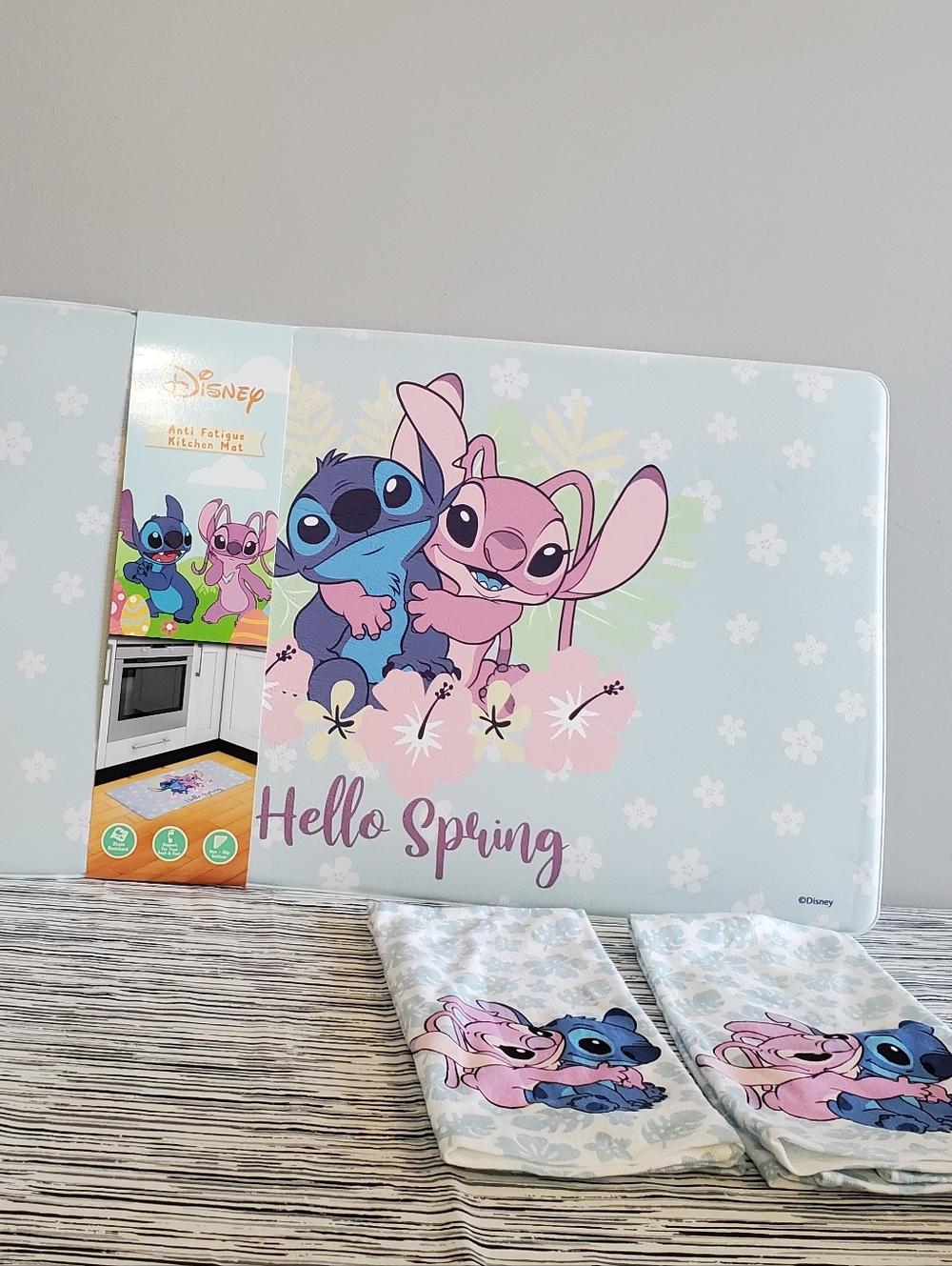 Disney Stitch & Angel Kitchen Set with 2 Towels, Tabletop Clock, and Floor Mat - Picture 7 of 8